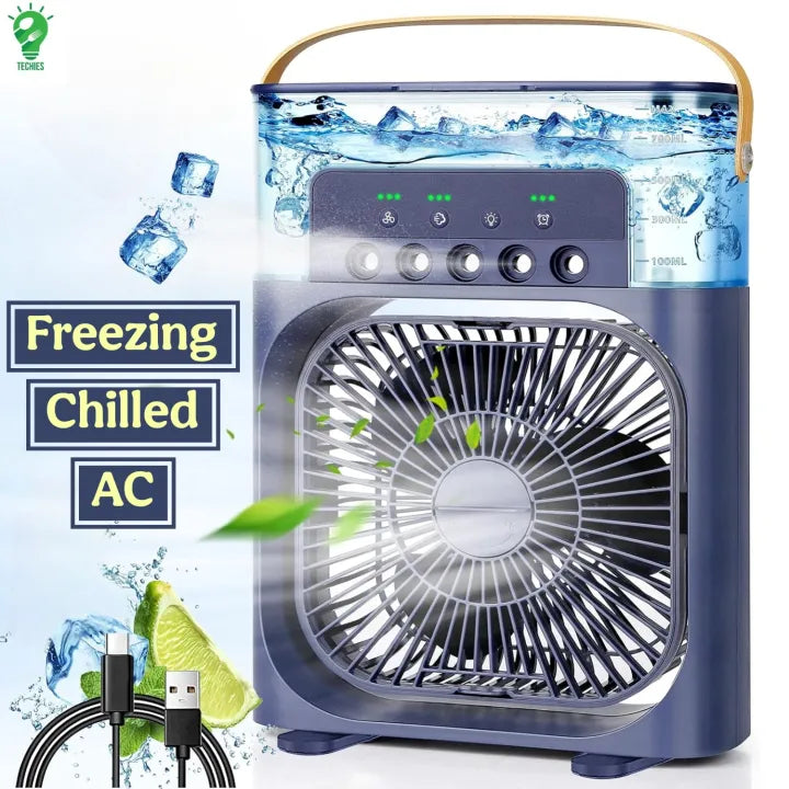 Portable Mini Air Cooler Fan with Mist – Ultra-Quiet Cooling Fan with Water Tank & Night Mode