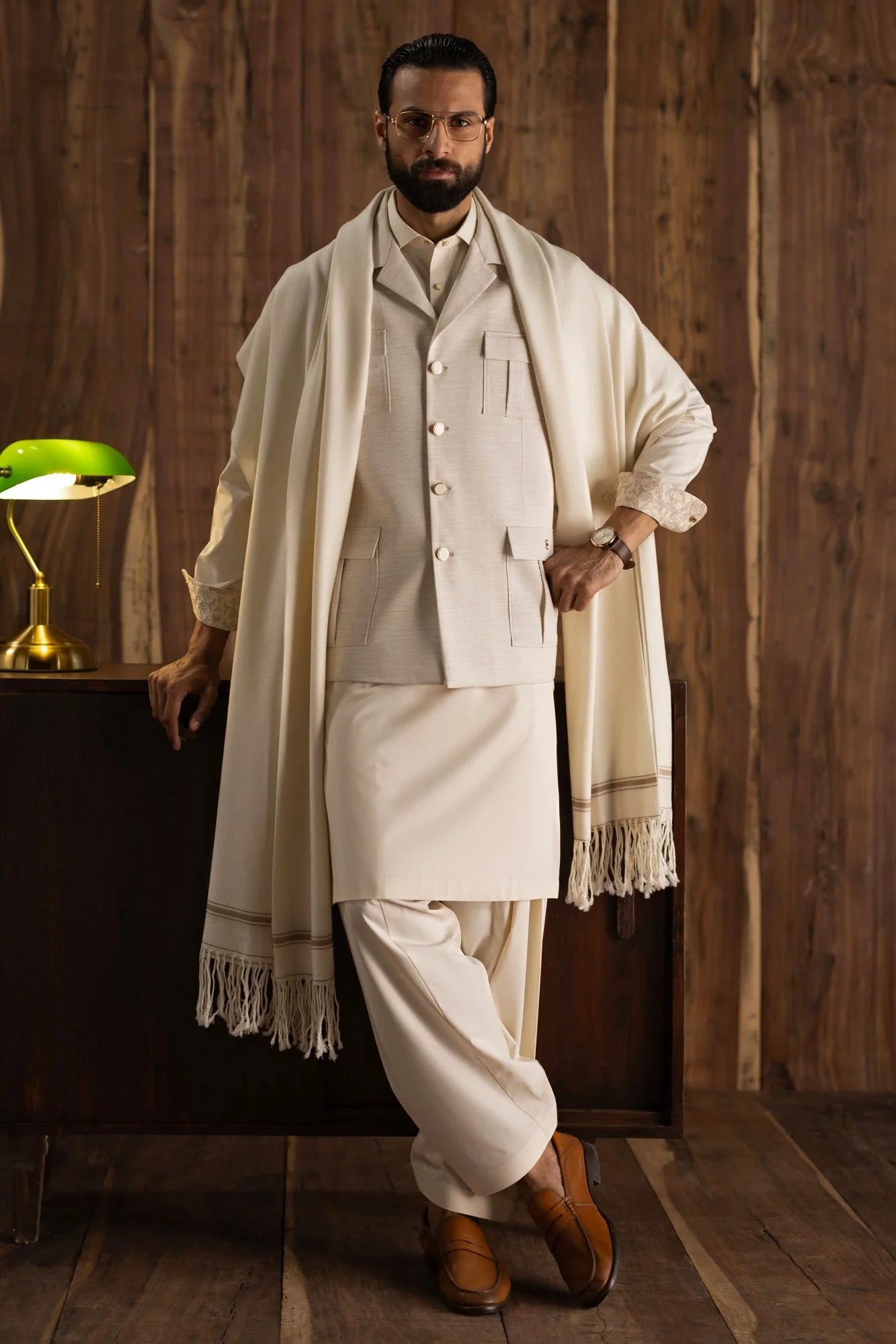Cream Exclusive Kameez Shalwar