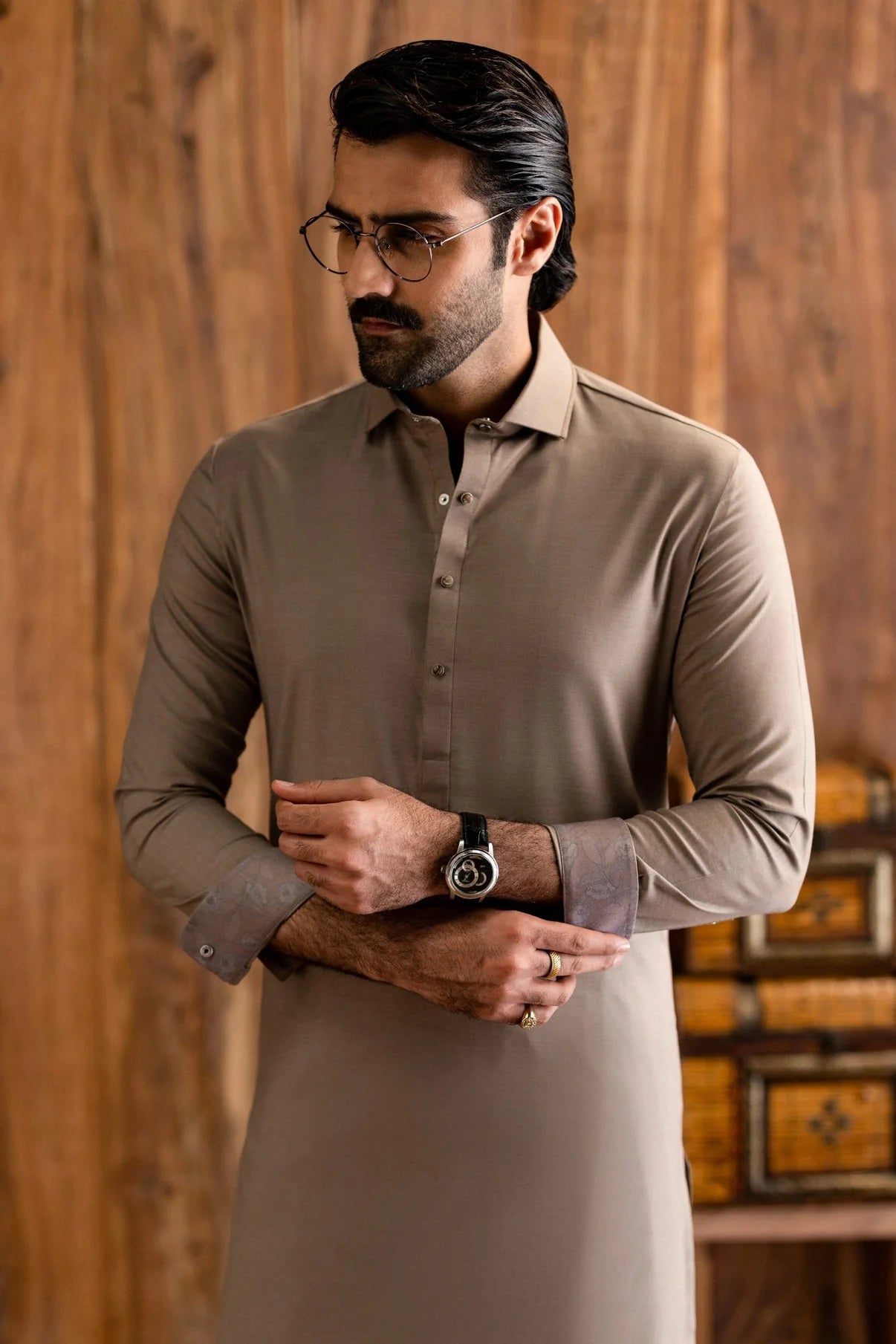 Dark Sand Exclusive Kameez Shalwar