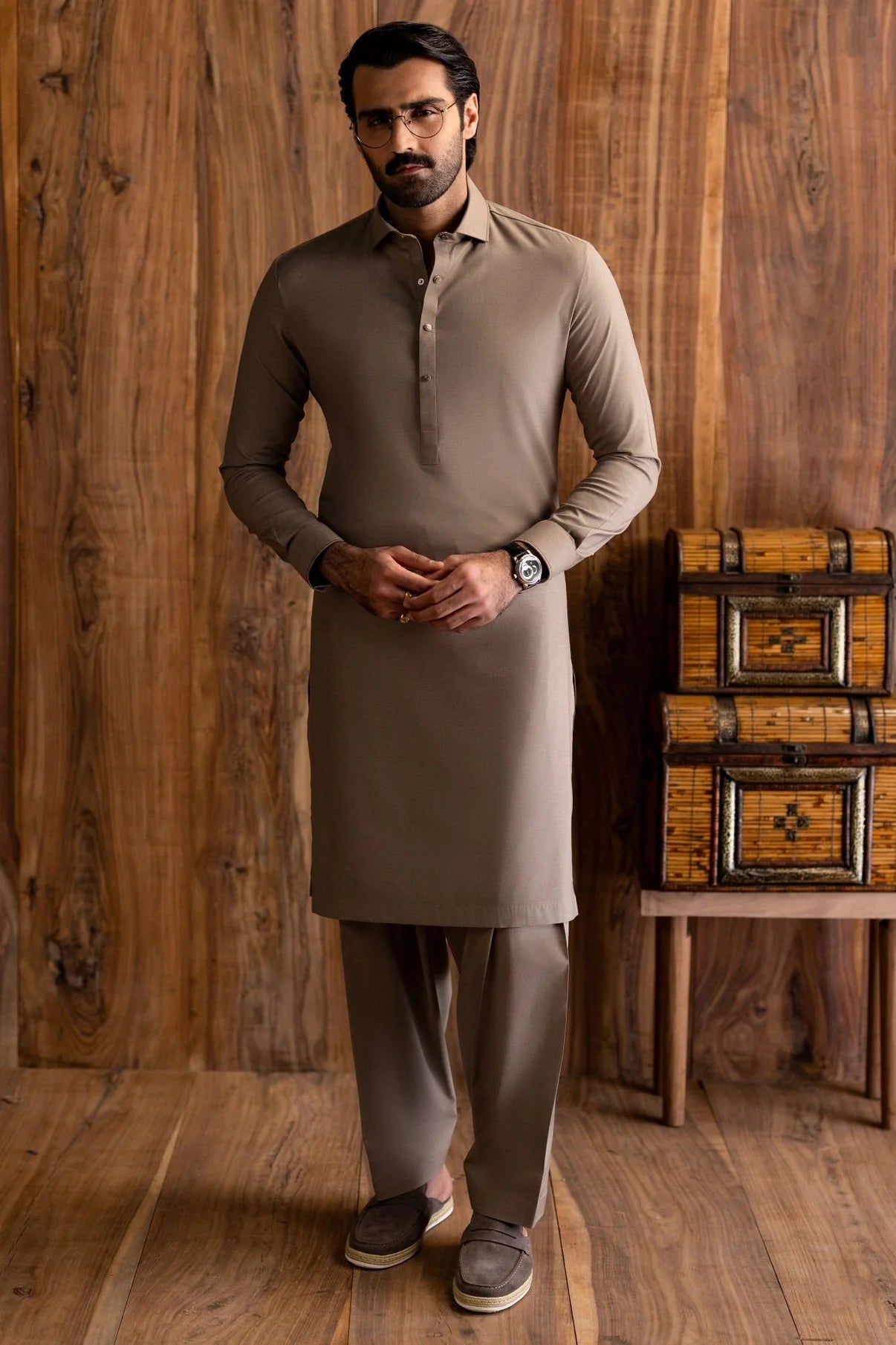 Dark Sand Exclusive Kameez Shalwar