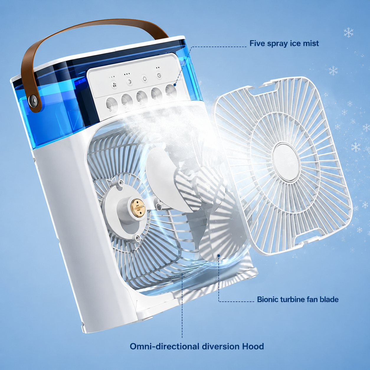 Portable Mini Air Cooler Fan with Mist – Ultra-Quiet Cooling Fan with Water Tank & Night Mode