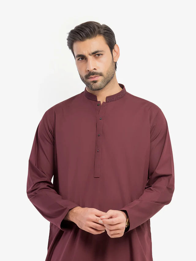 Men's Maroon Shalwar Kameez