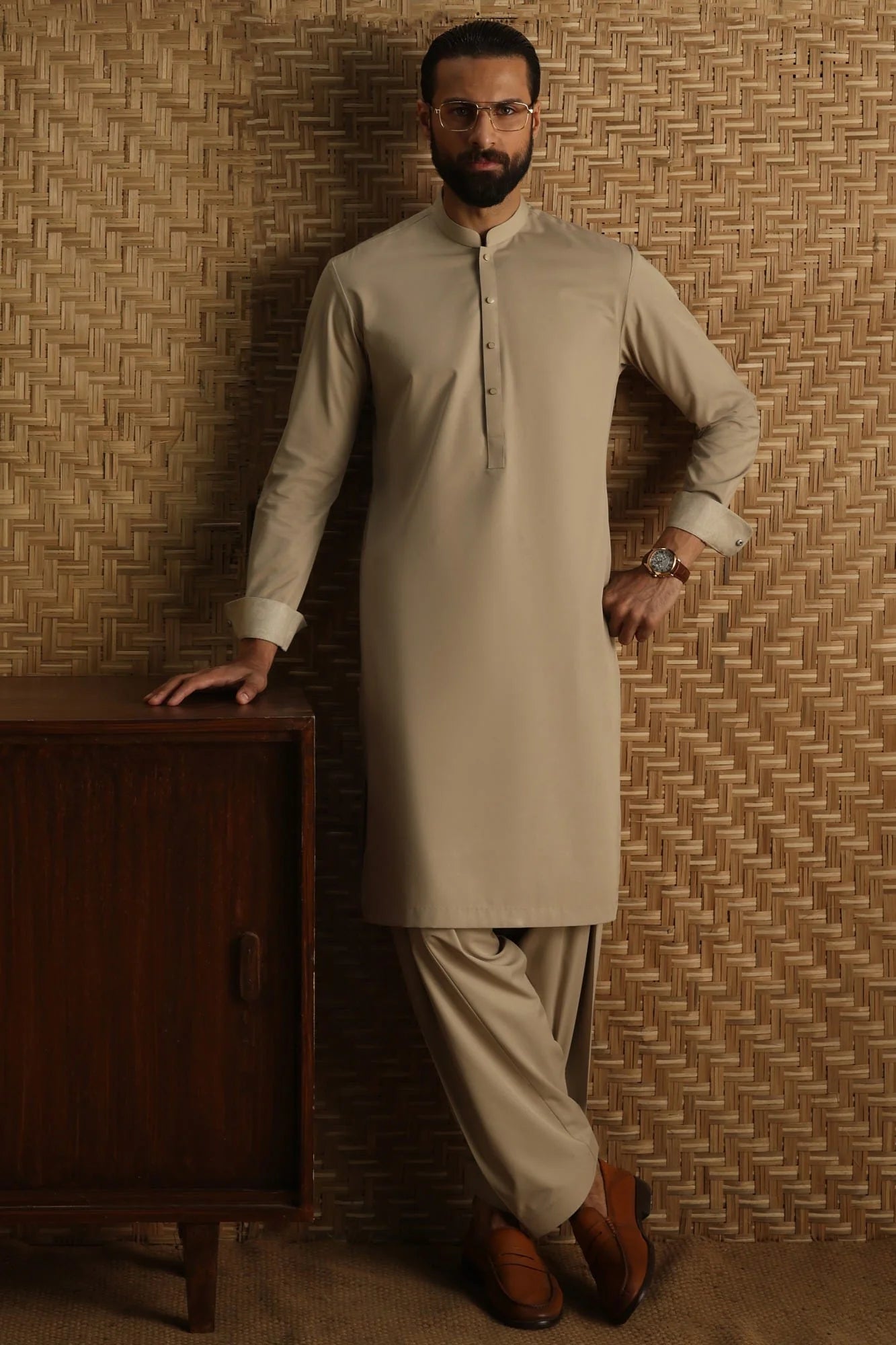Light Khaki Exclusive kameez shalwar
