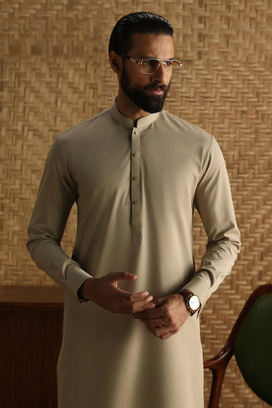 Light Khaki Exclusive kameez shalwar