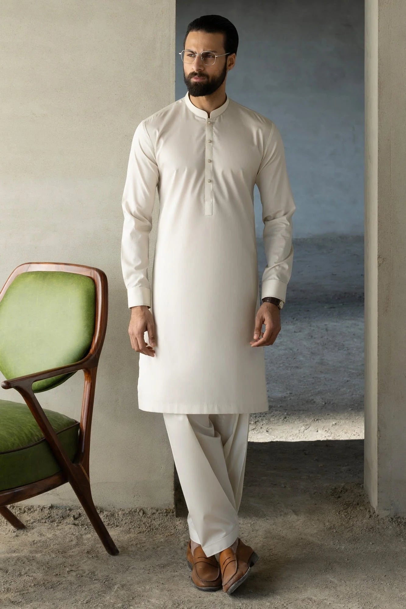 Cream  Exclusive Kameez Shalwar