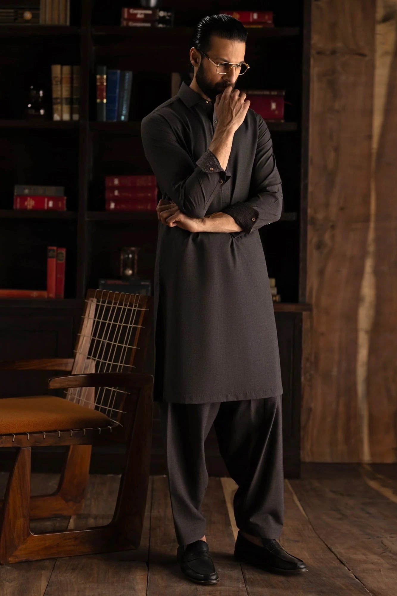 Dark Brown Exclusive Kameez Shalwar