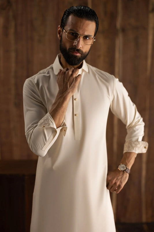 Cream Exclusive Kameez Shalwar