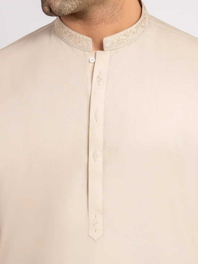 Men's Beige Shalwar Kameez