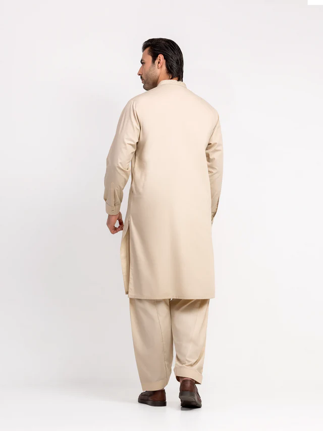 Men's Beige Shalwar Kameez