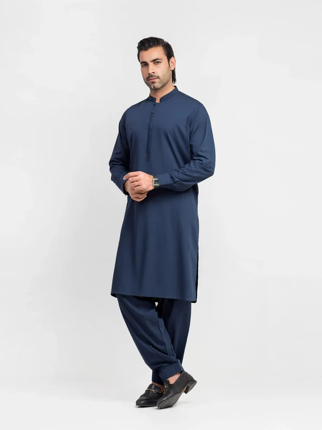 Men's Navy Blue Shalwar Kameez