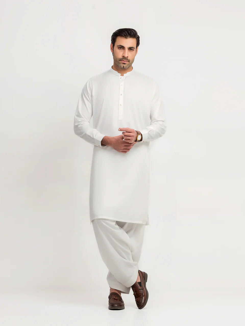 Men's Off White Shalwar Kameez